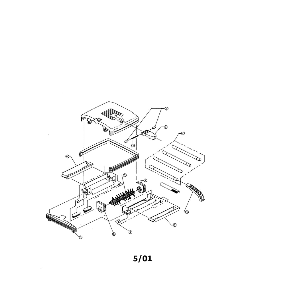 Frame, Sweeper Diagram and Parts List for 070  Dirt Devil Carpet Cleaner
